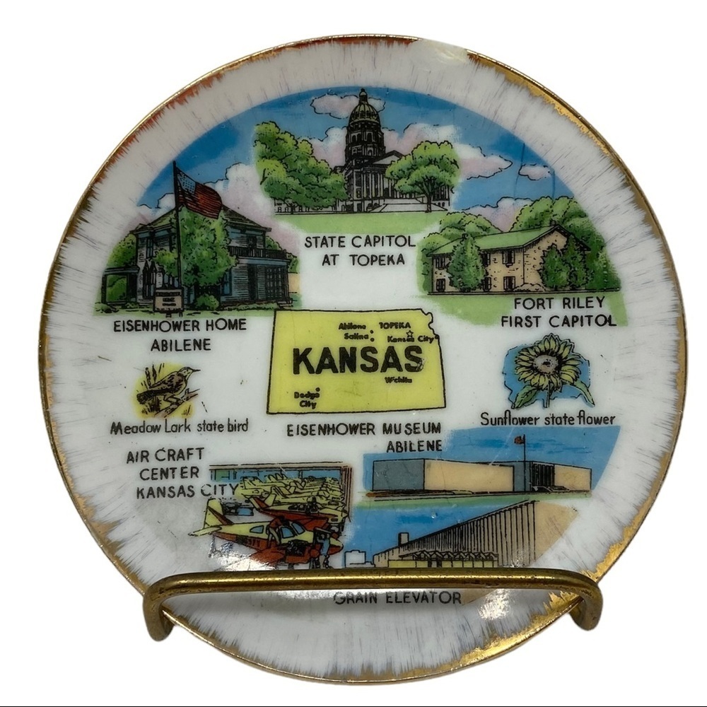 Vintage Kansas Souvenir Plate 4” (flaw)